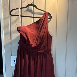 Azazie One-Shoulder Wine Dress